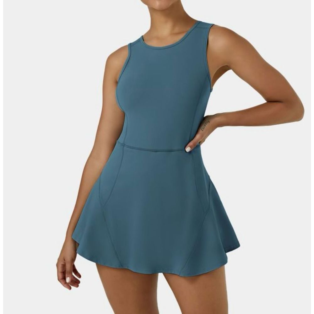 Halara Tik Tok Everyday Stretchy 2-in-1 Flare Golf Dress Oxford Blue (BFF)